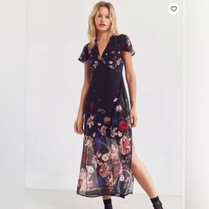 Women’s Urban Outfitters Kimchi Blue Black Maxi Dress with Floral Design